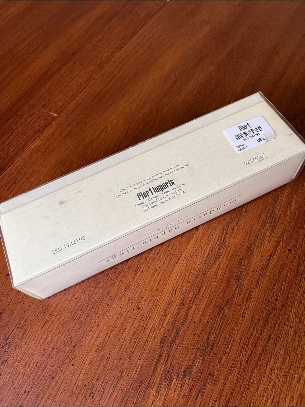 Pier 1 Mandarin Napkin Rings, Porcelain, Set of 4, New - Blue & White